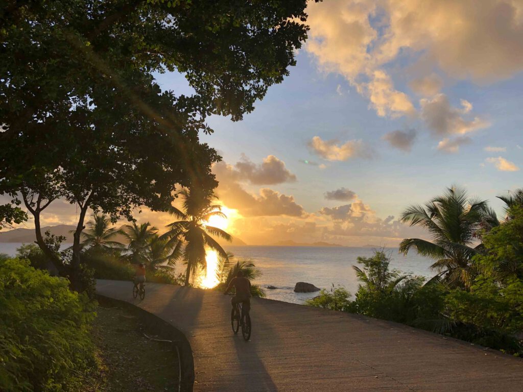 La Digue - by bike towards the sunset